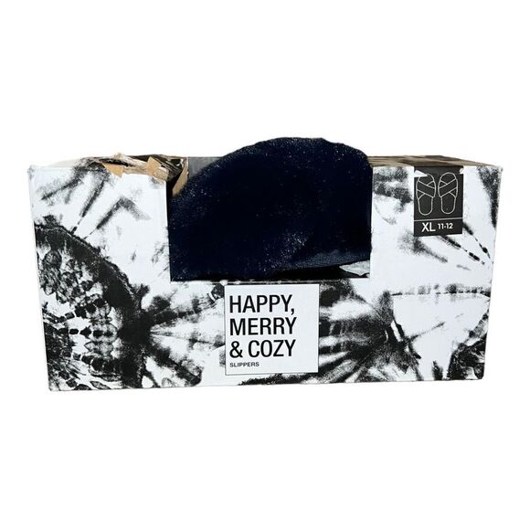 Jenni Womens Crisscross Faux Fur Slide Slippers Navy Sail Extra Large New - Picture 2 of 4